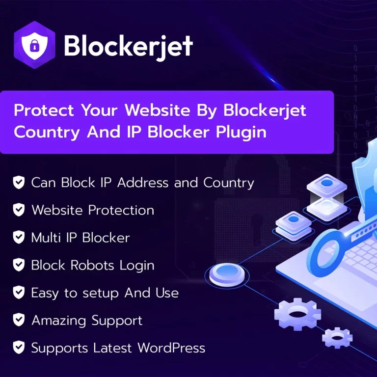 BlockerJet is a powerful WordPress plugin that helps you secure your website by blocking unwanted visitors based on their IP addresses or countries.